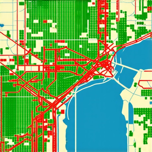 A heatmap grid showing local SEO ranking performance across different city neighborhoods.
