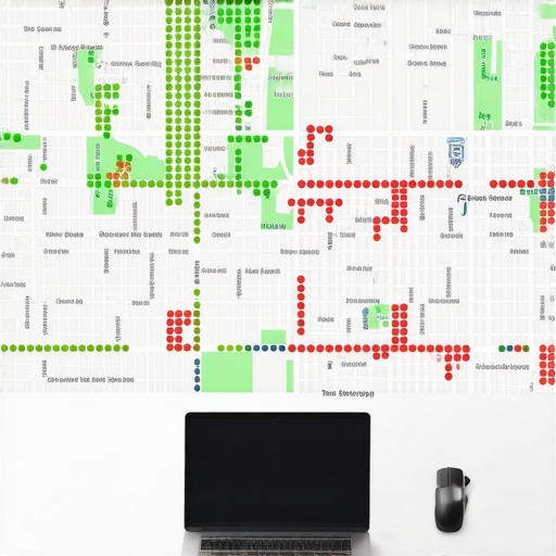 A heatmap showing local SEO ranking positions across a geographic area.
